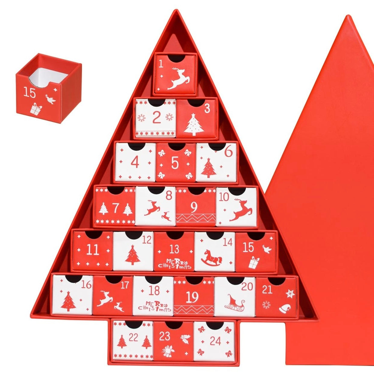 The 24-Day Advent Calendar Christmas Tree Red Box