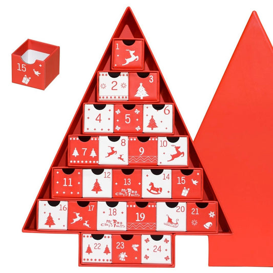 The 24-Day Advent Calendar Christmas Tree Red Box